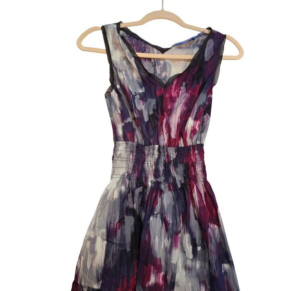 Simply Vera Vera Wang Watercolor Print Sleeveless Dress S Multicolor Cotton Blen - Picture 7 of 10